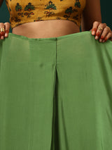 trueBrowns Green Muslin Silk Ready to Wear Saree
