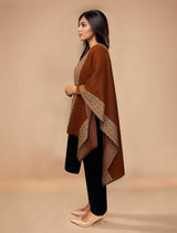 trueBrowns Brown Woollen Kaftan Cape