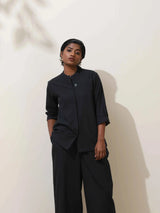 trueBrowns Black Cotton Linen Co-Ord Set