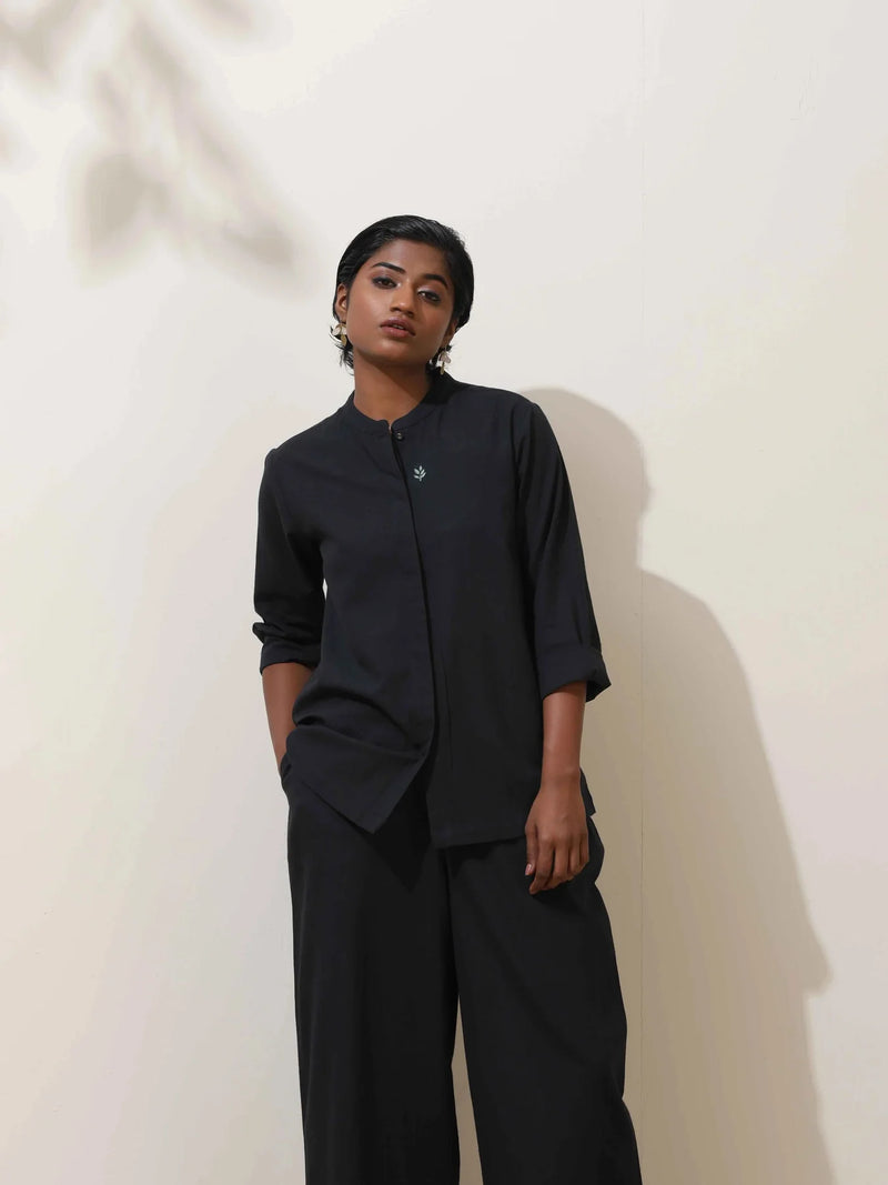 trueBrowns Black Cotton Linen Co-Ord Set