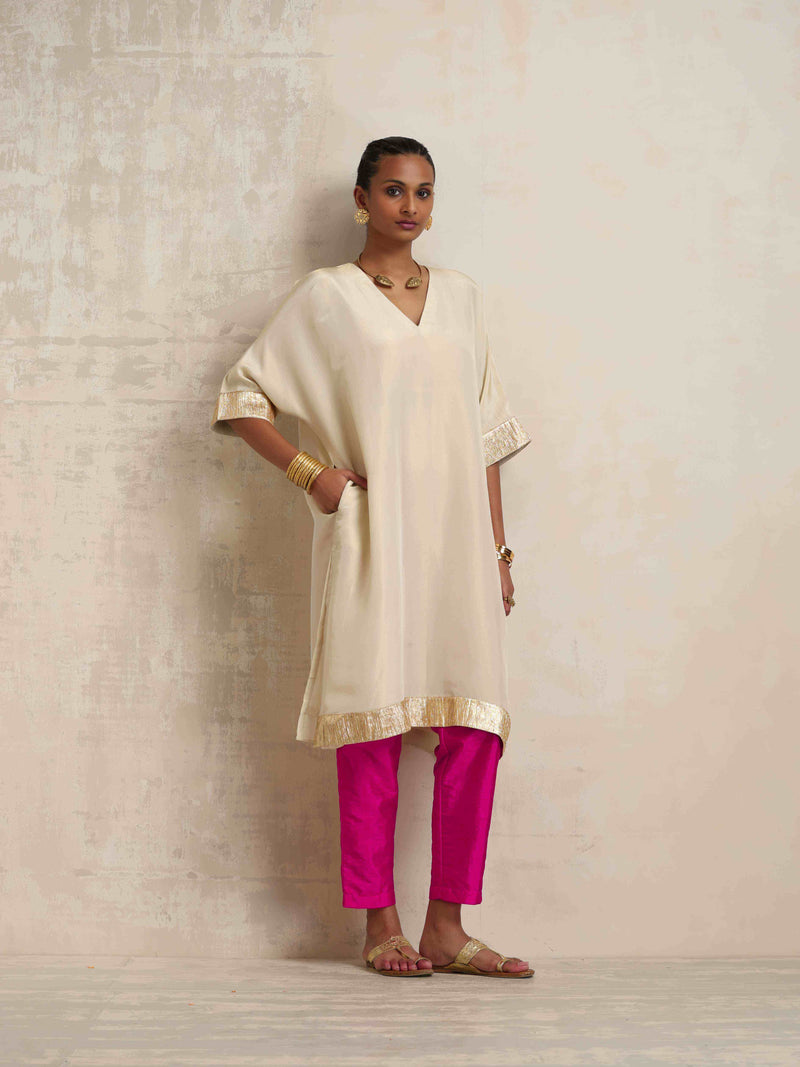 trueBrowns Ivory Tissue Kurta Co-ord Set