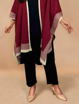 trueBrowns Maroon Woollen Kaftan Cape