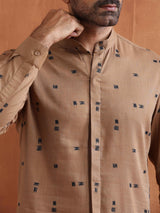 trueBrowns Men's Brown Printed Short Kurta