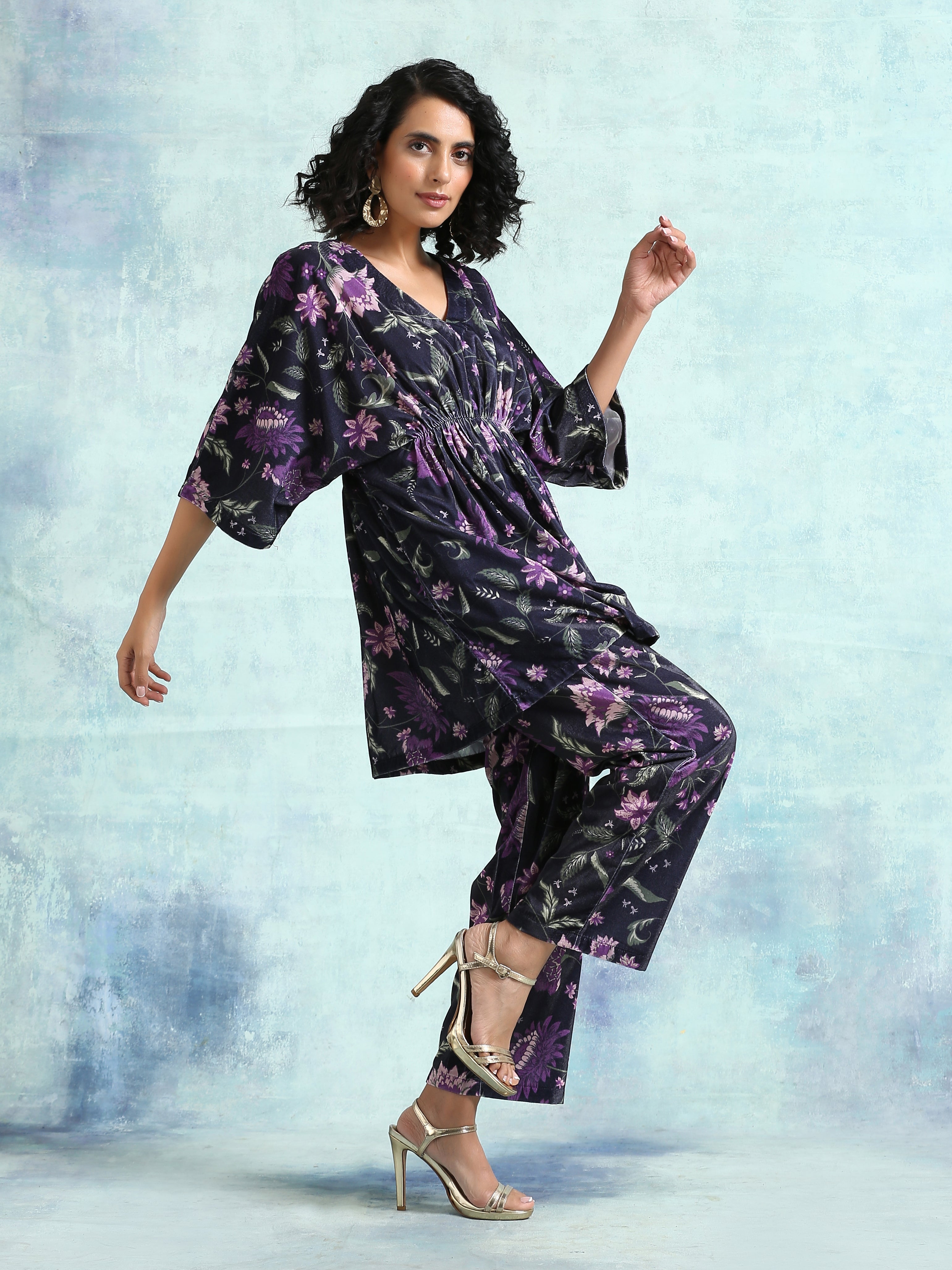 Black Printed Velvet Co-Ord Set