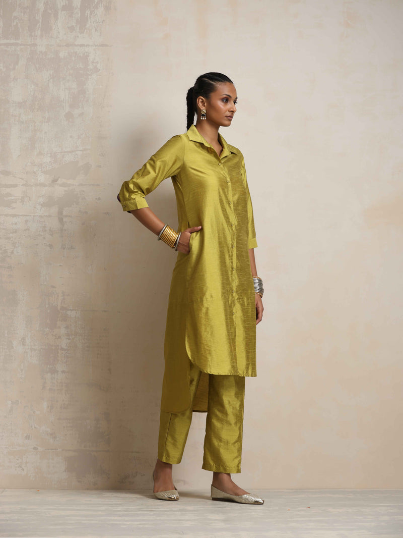 trueBrowns Green Shirt Kurta Set