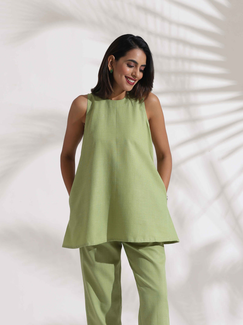 trueBrowns Green Slub Co-ord Set