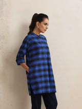 trueBrowns Blue Check Winter Top