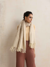 trueBrowns Beige Geometric Woollen Stole