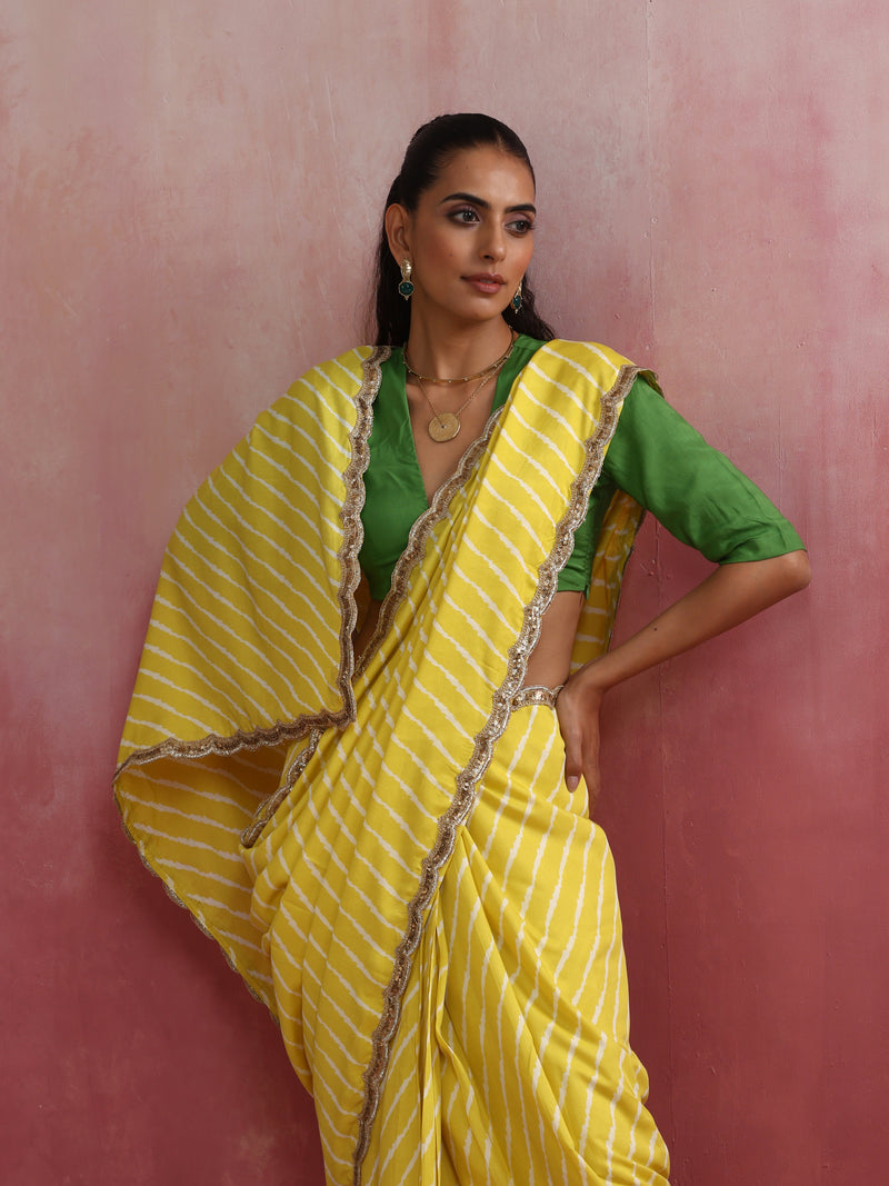 trueBrowns Lime Muslin Silk Saree