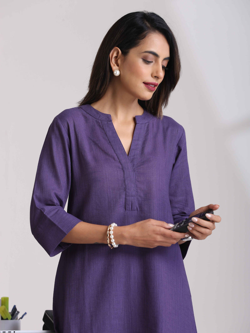 trueBrowns Purple Cotton Relaxed Co-ord Set