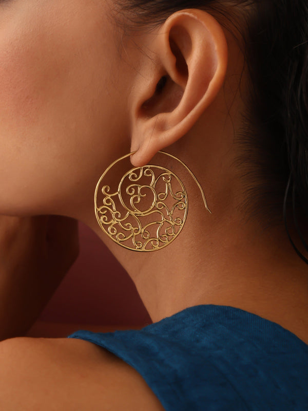 trueBrowns Brass Circular Swirl Earrings