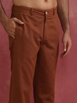 trueBrowns Men's Brown Cotton Twill Pant