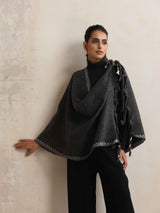 trueBrowns Black Tassel Woollen Stole