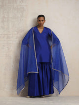 trueBrowns Electric Blue Sharara Dupatta Set