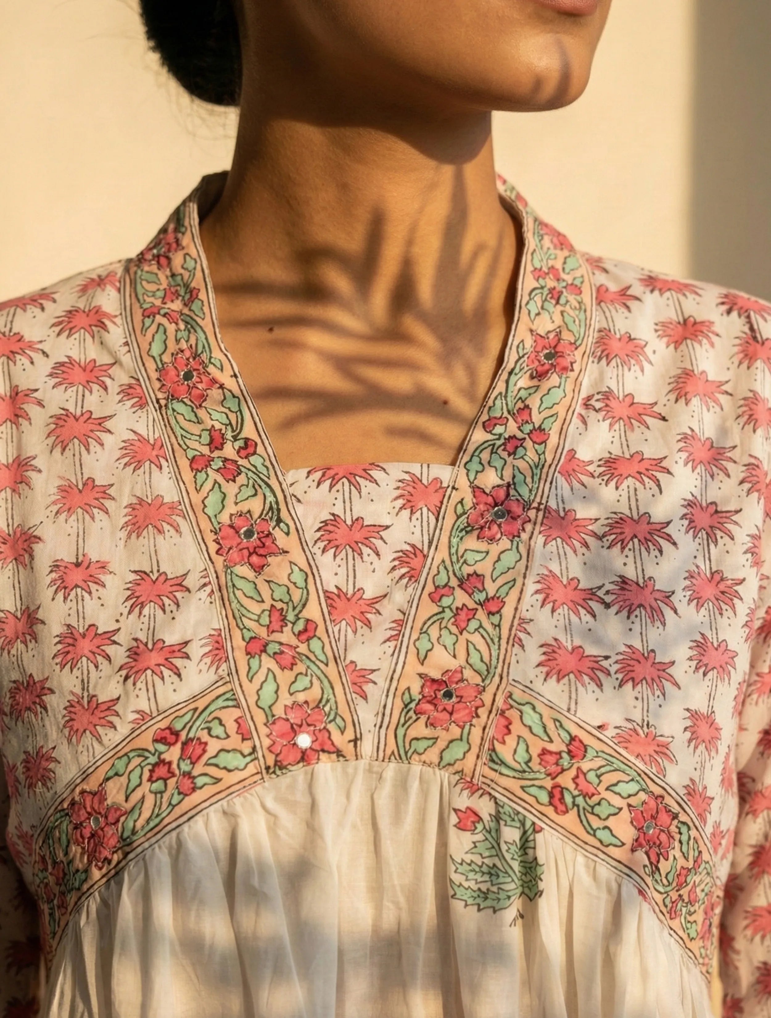 trueBrowns White Pink Boota Print Anarkali Kurta Pant Dupatta Set