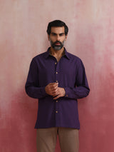 trueBrowns Men's Purple Cotton Shirt