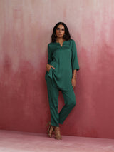 trueBrowns Green Straight Co-ord Set