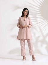 trueBrowns Light Pink Slub Co-ord Set