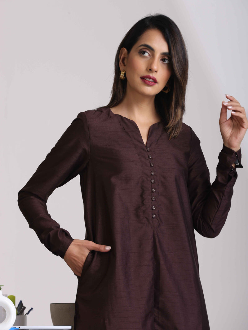 trueBrowns Cola Silk Kurta Co-ord Set