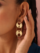 trueBrowns Brass Red Stone Paisley Earrings