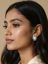 trueBrowns Blue Round Enamel Stud Earrings