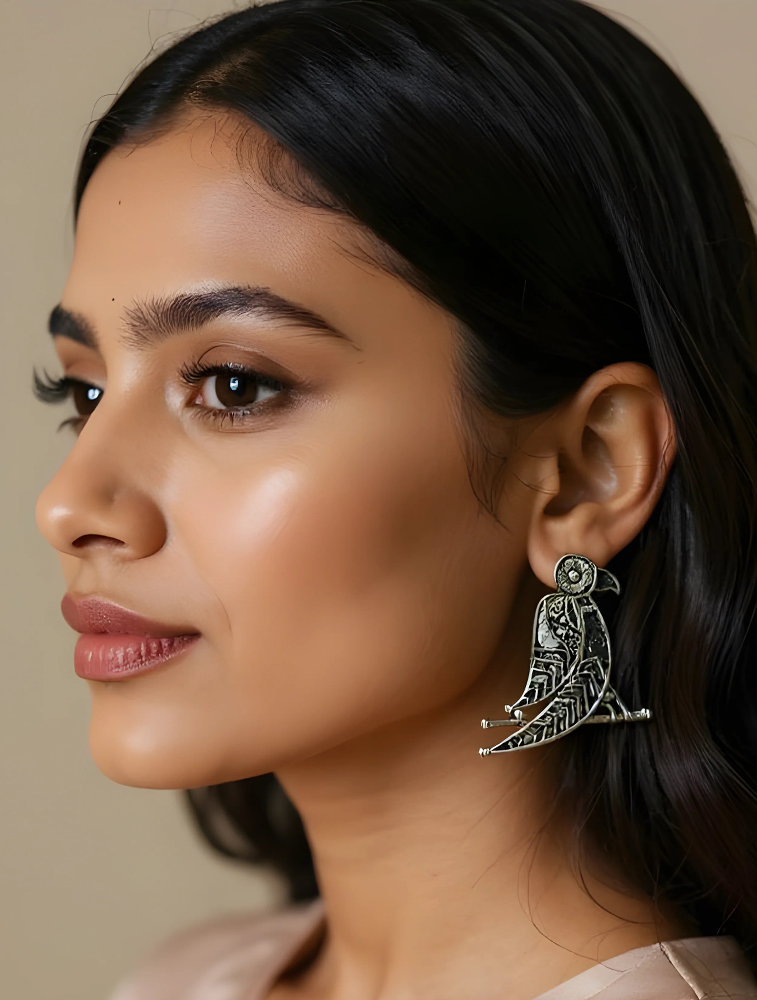 trueBrowns Silver Parrot Earrings