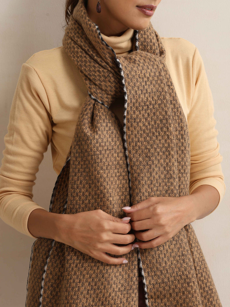 trueBrowns Brown Check Woollen Stole