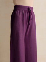 trueBrowns Purple Woollen Flared Pants