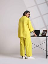 trueBrowns Lime Cotton Dobby V-Neck Co-ord Set