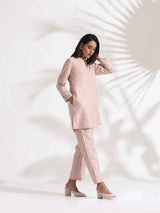 trueBrowns Light Pink Slub Co-ord Set