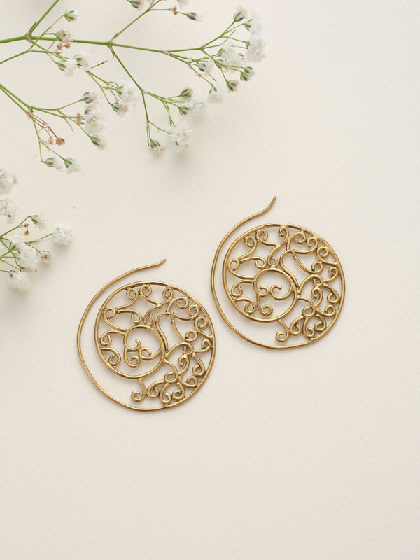 trueBrowns Brass Circular Swirl Earrings