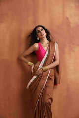 trueBrowns Brown Silk Ready To Wear Saree