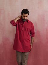 trueBrowns Men's Maroon Kurta