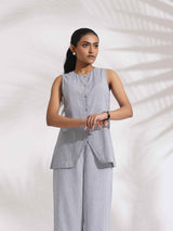 trueBrowns Grey Cotton Stripe Co-ord Set