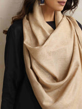 trueBrowns Beige Floral Jaal Woollen Stole