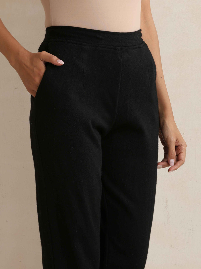 trueBrowns Black Woollen Pants