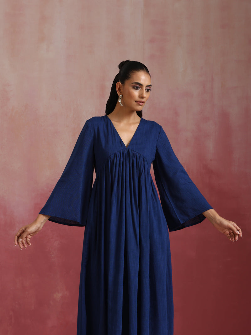 trueBrowns Blue Cotton Dobby Kurta Set