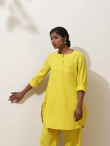 trueBrowns Lime Cotton Kurta Co-Ord Set