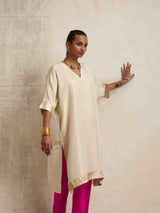 trueBrowns Ivory Tissue Kurta Co-ord Set