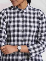 trueBrowns Blue Cotton Check Kurta Co-ord Set