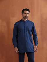 trueBrowns Men's Blue Cotton Short Kurta