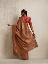 trueBrowns Brown Gold Metallic Ready To Wear Saree