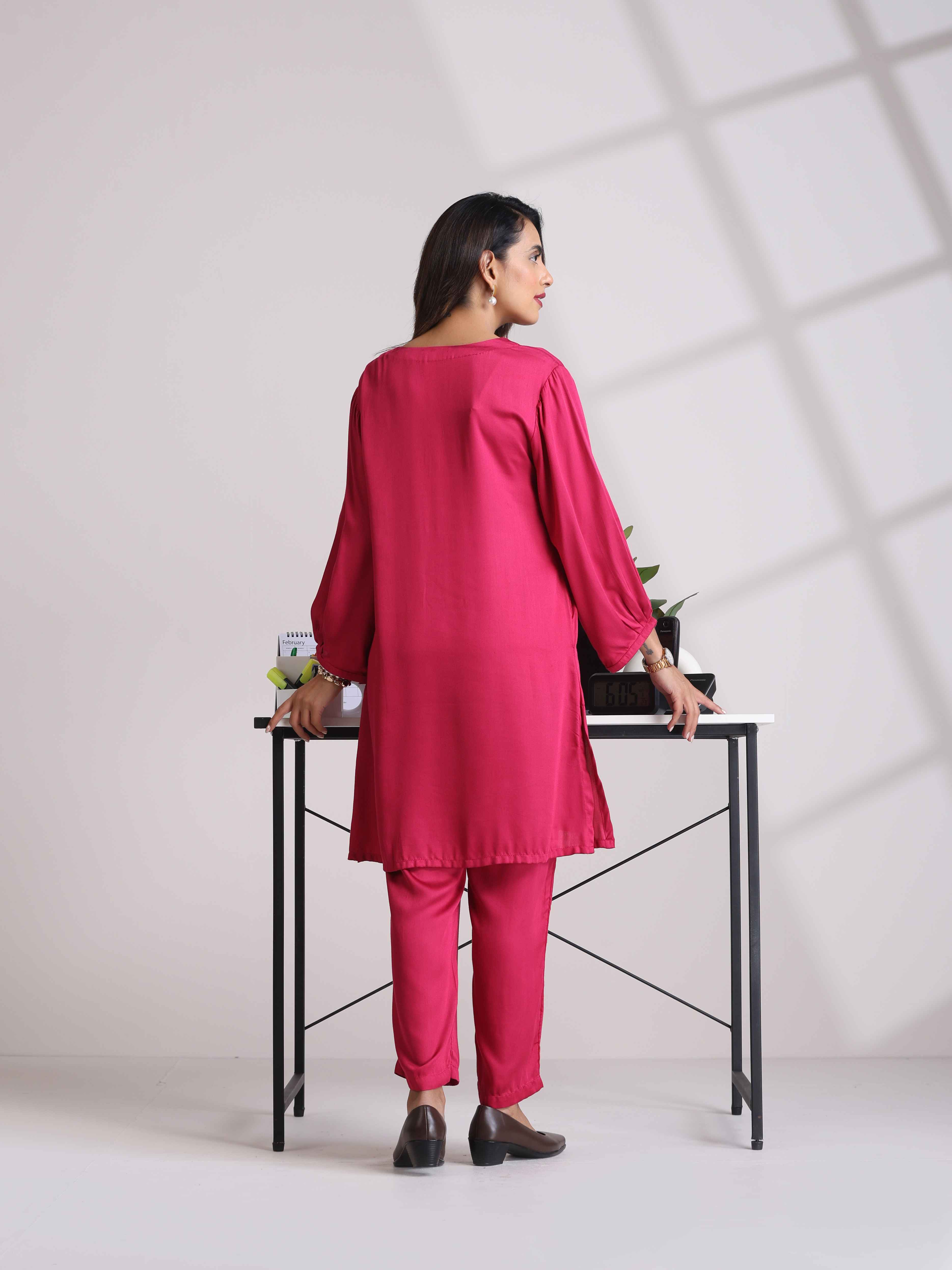 Pink Modal Satin Relax Co-ord Set