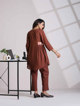 trueBrowns Brown Cotton Dobby Co-ord set