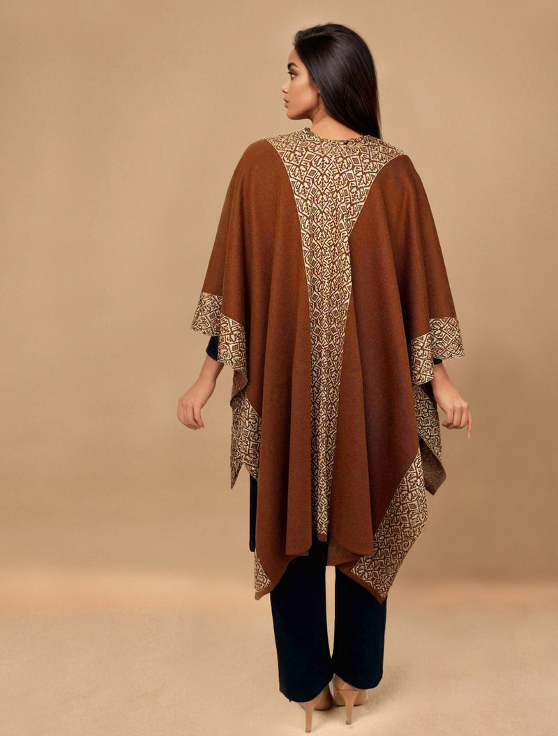 trueBrowns Brown Woollen Kaftan Cape