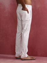 trueBrowns Men's White Cotton Twill Pant