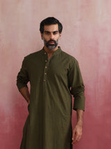 trueBrowns Men's Olive Kurta