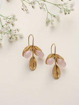 trueBrowns Brass Crystal Leaf Earrings