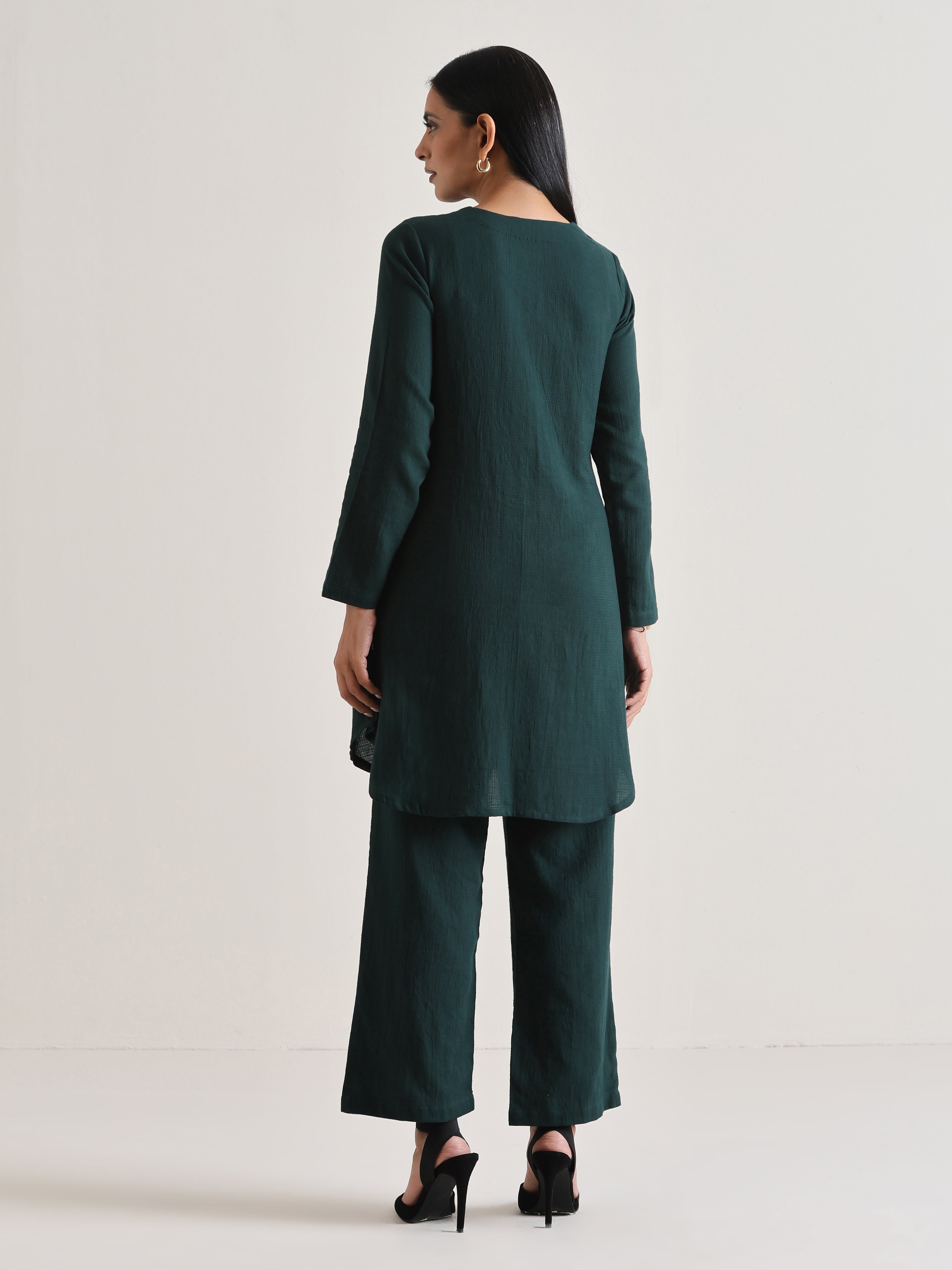 Dark Green Front Placket Co-Ord Set