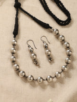 trueBrowns Silver String of Beads Choker Set